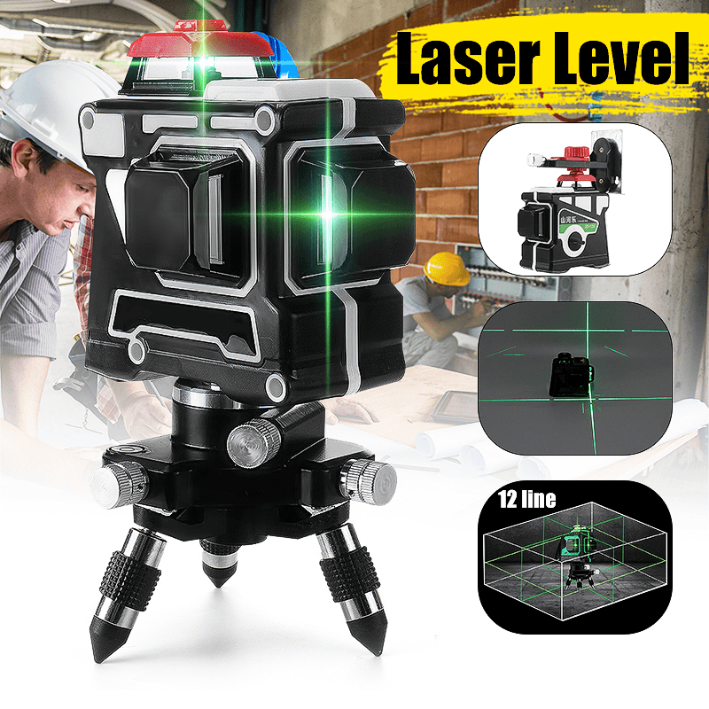 3D 12 Line Blue Light Laser Level LCD 360° Rotary Self Leveling Cross Measuring Tool - MRSLM