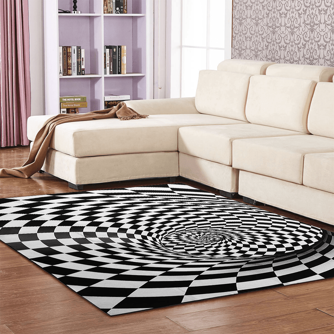 3D Room Non-Slip Swirl Optical Illusion Area Rug Carpet Door Mats Floor Pad for Home Bedroom Decoration - MRSLM