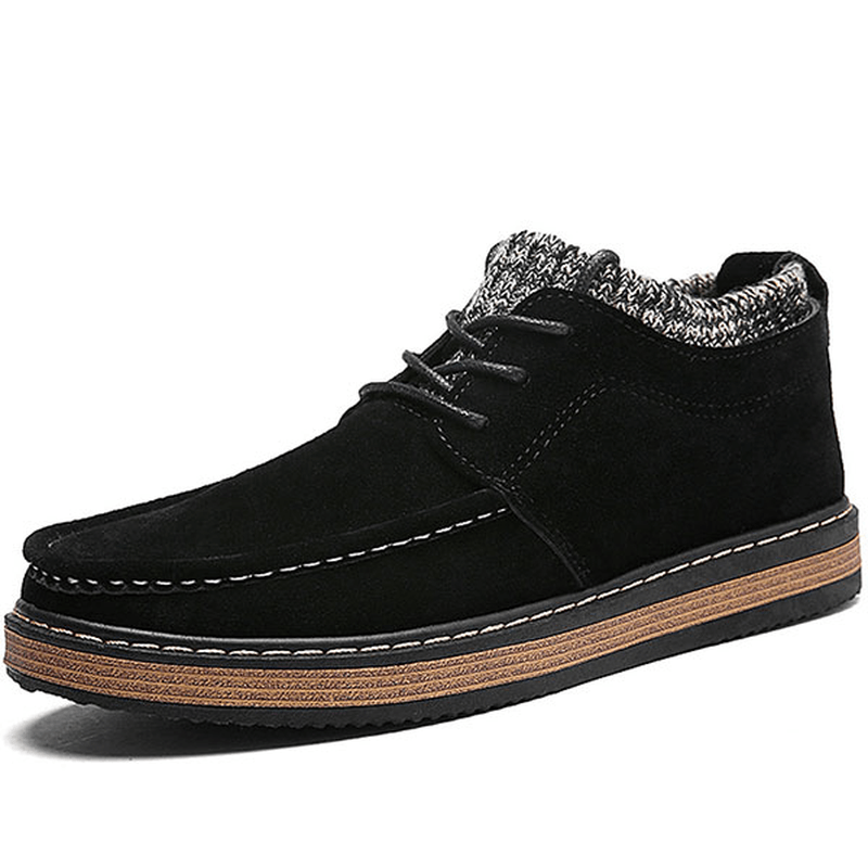 Men Brogue Style Knitted Suede Soft Sole Warm Oxfords Shoes - MRSLM