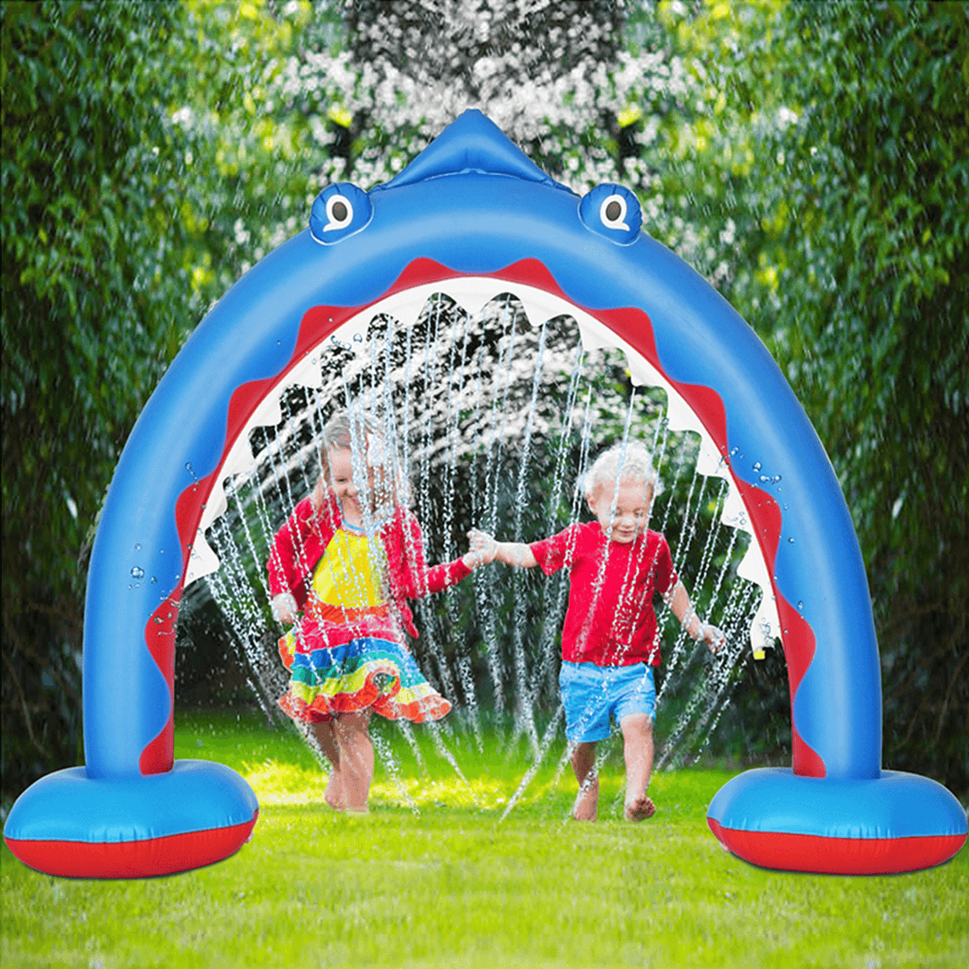 Inflatable Arch Sprinkler Shark Shape Kids Fun Water Spray Summer Garden Yard Water Sport Equipment - MRSLM