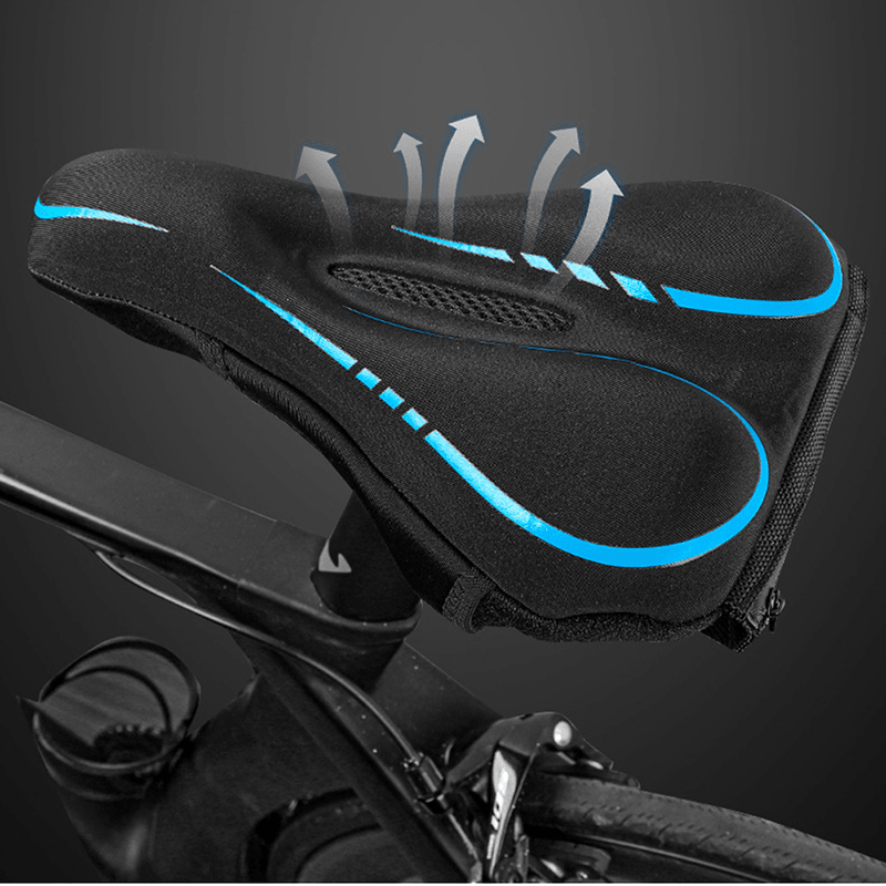 WEST BIKING Breathable Reflective Logo Flexible Silicone Adult Bicycle Bike Saddle Cover Cushion Cover with Storage Bag + Rain Cover - MRSLM