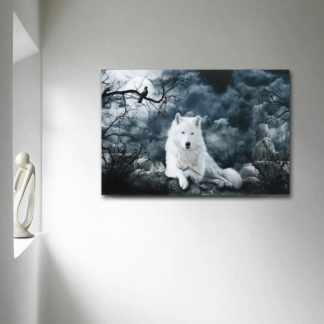 White Wolf Stone Canvas Wall Paintings Frameless Pictures Art Home Decor - MRSLM