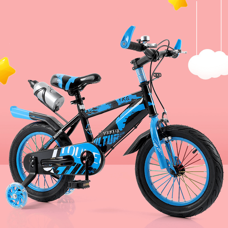 14 Inch Double Braking System Smooth and Stable Mountain Children'S Bike High Carbon Steel Frame Flash Auxiliary Wheel Wear-Resistant - MRSLM