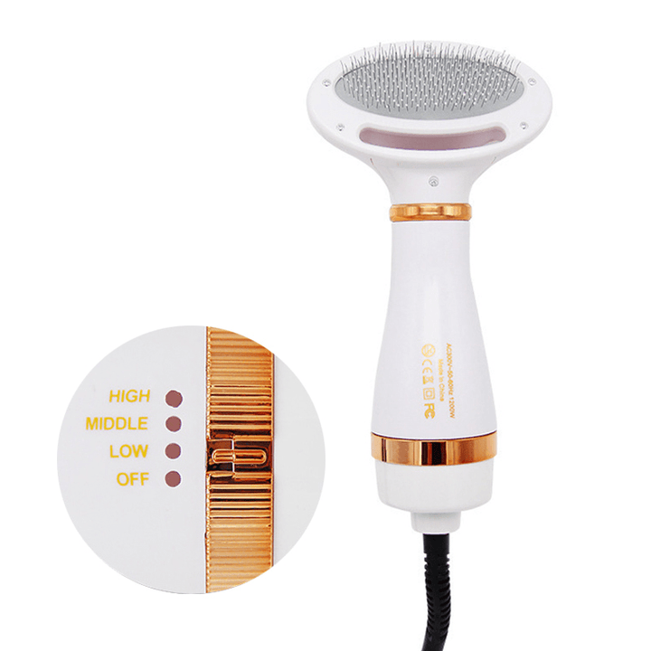 2 in 1 Dog Cat Pet Hair Dryer Comb Speed and Temperatures Adjustable with Low Noise Grooming Fur Blower Brush Household - MRSLM