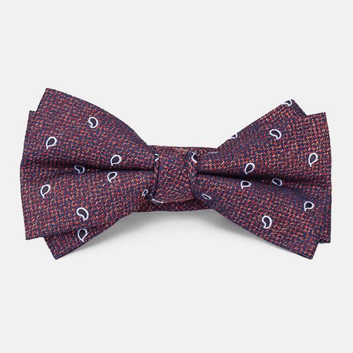 Men Dacron Cartoon Geometric Pattern Jacquard Double Layer Bowknot Formal Suit Bow Tie - MRSLM