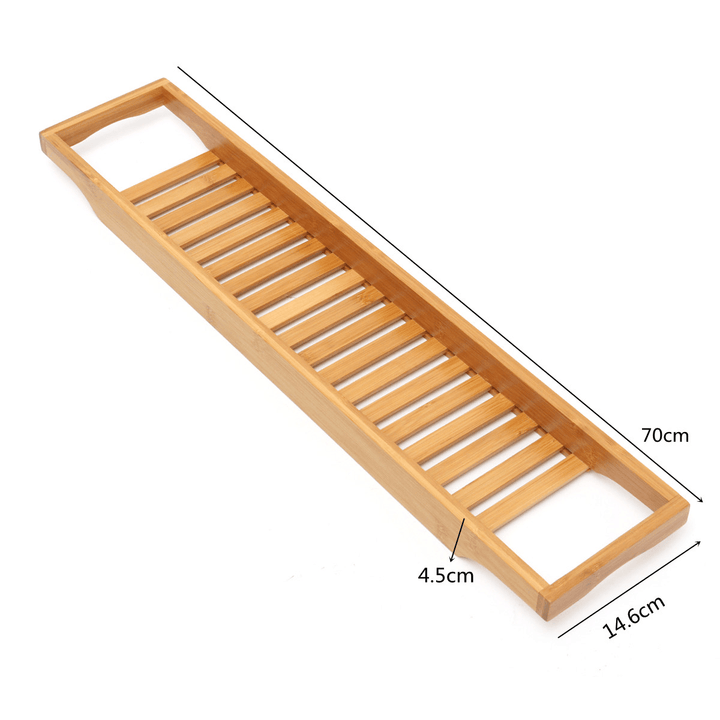 Bathroom Bamboo Bath Shelf Caddy Wine Holder Tub Tray over Bathtub Rack Support Storage - MRSLM