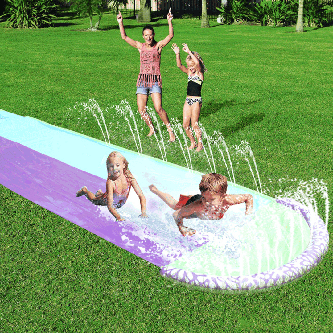 4.8X1.4M PVC Water Slide Water Splash Slide Toys Giant Inflatable Surf 'N Fun Lawn Slip and Slide Waterslides Pools Summer Outdoor Children'S Slide Double Surfboard for Big Kids - MRSLM