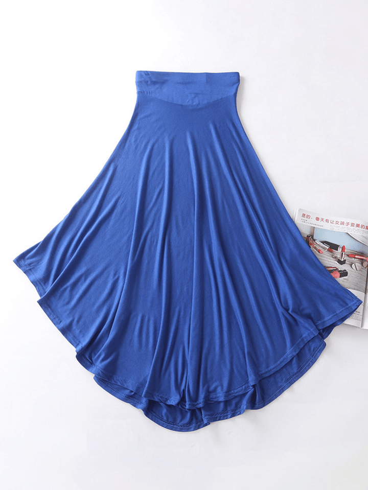 Women Solid Color Irregular Hem Elastic Waist Skirts - MRSLM