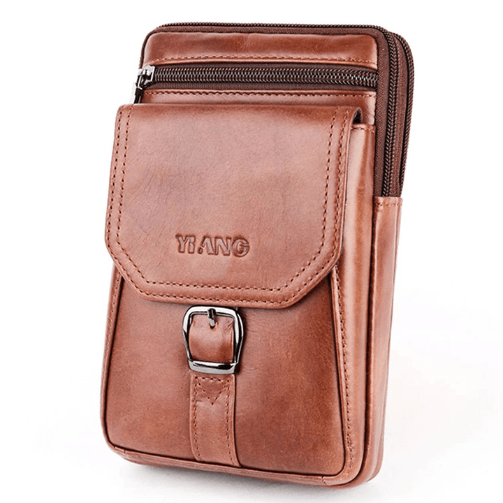 Men Genuine Leather Personalized 5.5 Inches Phone Bag - MRSLM