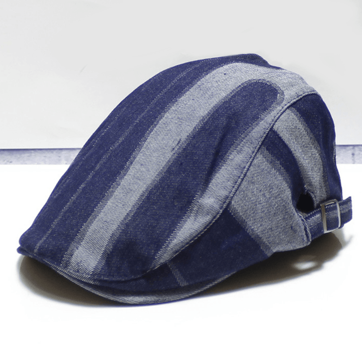 Unisex Denim Short Brim Distressed Blue Sunshade Peaked Cap - MRSLM