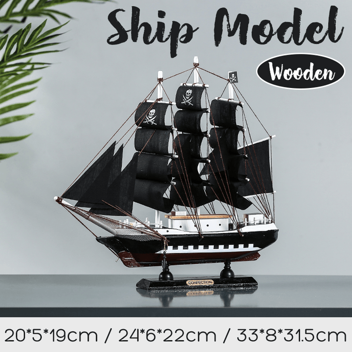 DIY Assembly Pirate Ship Assembly Model Wooden Sailing Boat Scale Decorations - MRSLM