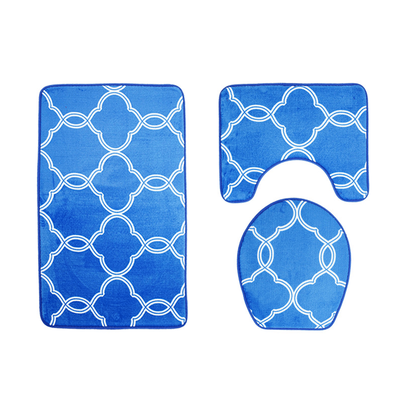 3Pcs Lantern Pattern Bathroom Mat Set Antiskid Washroom Carpet Contour Mat Toilet Seat Lid Cover - MRSLM