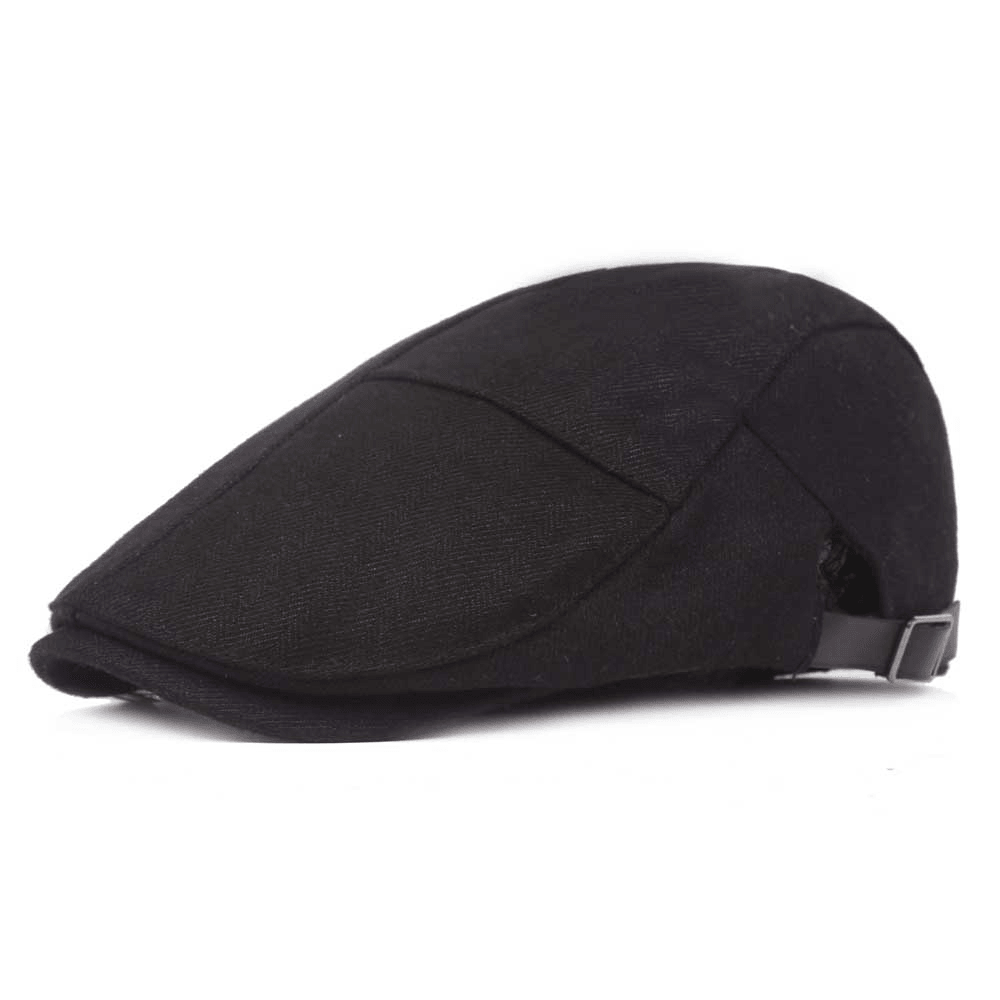 Mens Womens Casual Winter Warm Thicken Adjustable Beret Hat Outdoor Plain Newsboy Caps - MRSLM