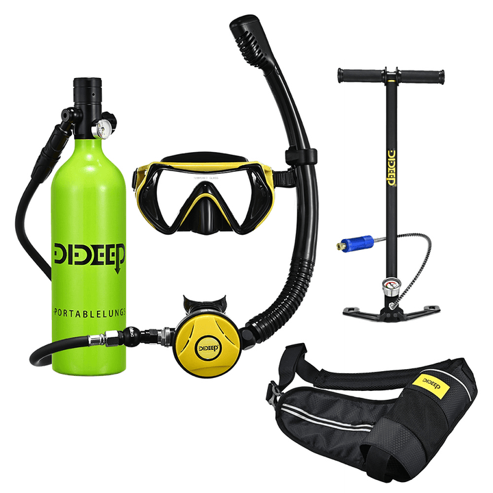 DIDEEP X4000Plus 1L Scuba Diving Cylinder Set Mini Oxygen Tank Respirator Snorkel Tube Anti-Fog Diving Goggles Air Pump - MRSLM