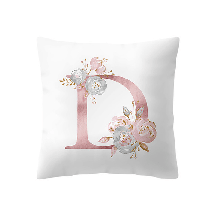 Simple Nordic Style Pink Alphabet ABC Pattern Throw Pillow Cover Home Sofa Creative Art Pillow Case - MRSLM