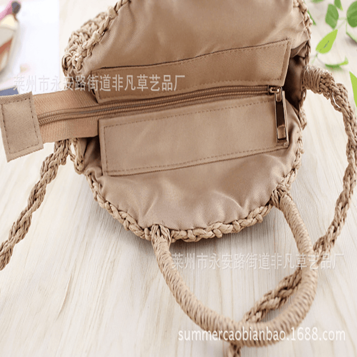 Round Straw Bags Summer Beach Bags Crossbody Bag - MRSLM