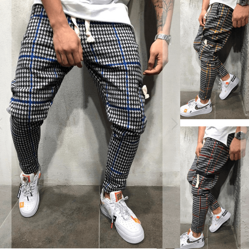 Men'S Fashion Slim Casual Pants Sports Striped Pants - MRSLM