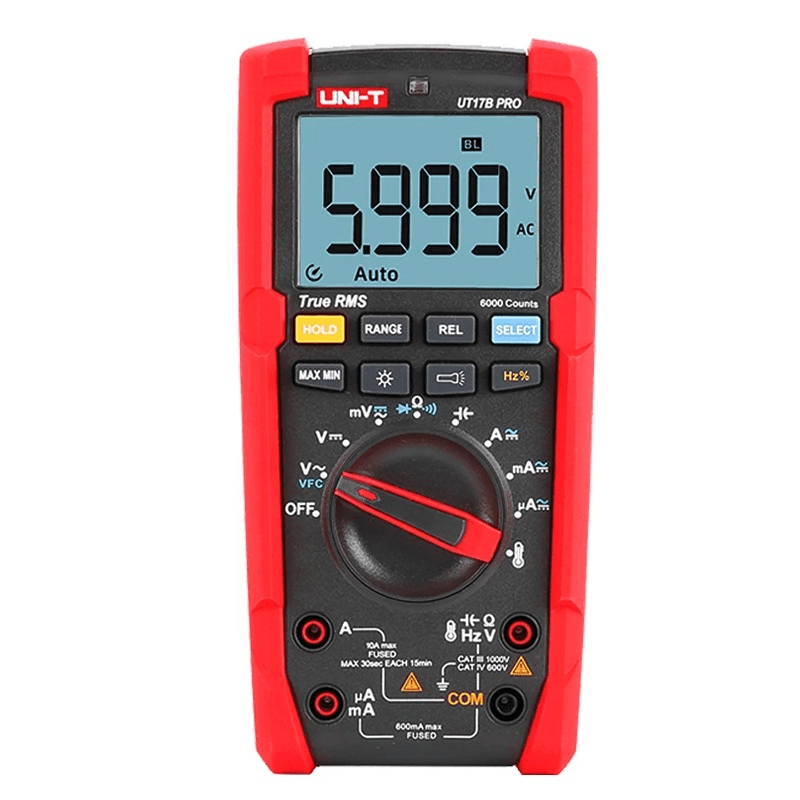 UNI-T UT17B PRO Digital Multimeter True RMS 1000V AC/DC 6000 Display Digits VFC 600V Dangerous Voltage Warning - MRSLM