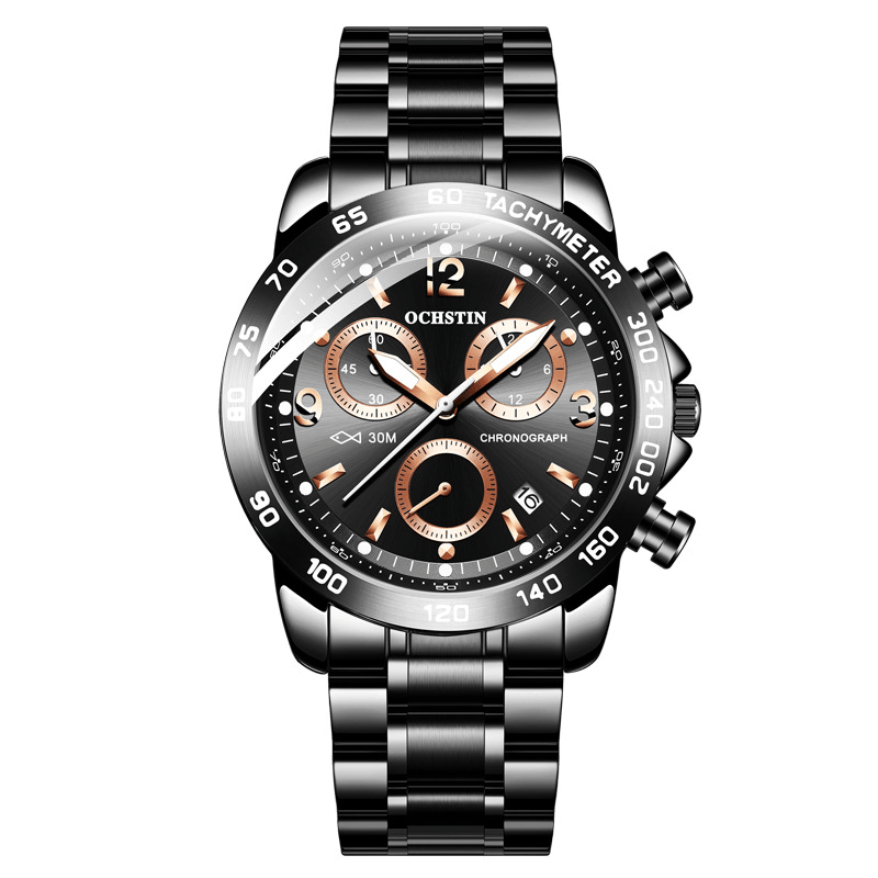 OCHSTIN GQ6123B Waterproof Casual Style Men Wrist Watch Full Steel Chronograph Quartz Watch - MRSLM