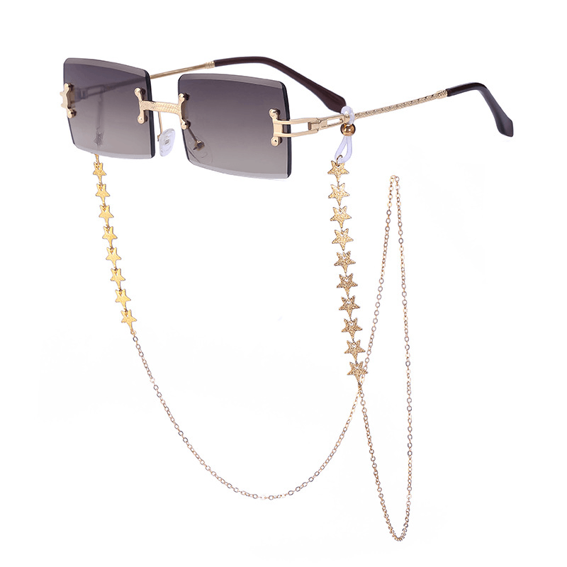 Women'S Rimless Diamond Cut Chain Sunglasses - MRSLM