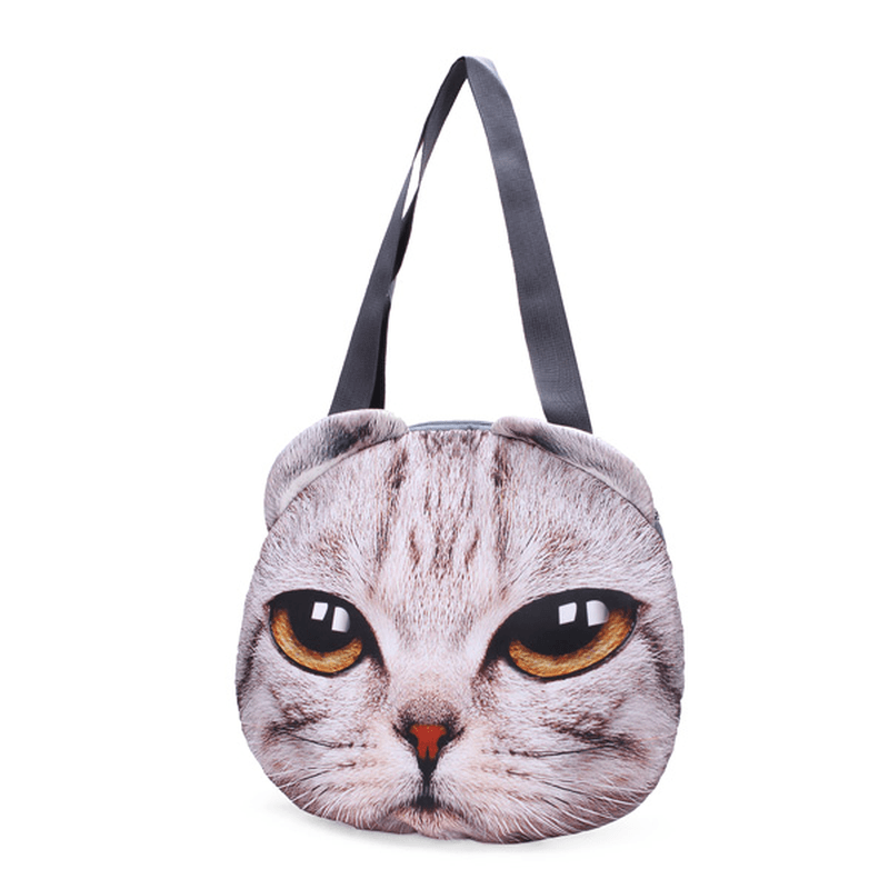 Women 3D Dog Cat Pussy Face Purse Cute Shopping Tote Shoulder Bag - MRSLM