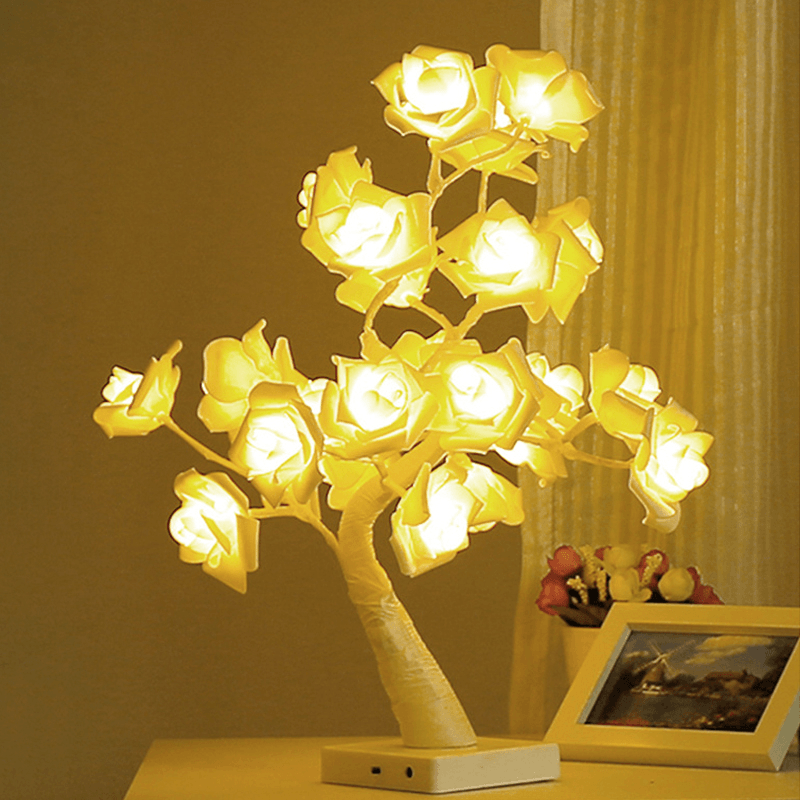 Battery Powered USB LED Rose Flower Fairy Tree Light Home Party Decoration Lamp - MRSLM