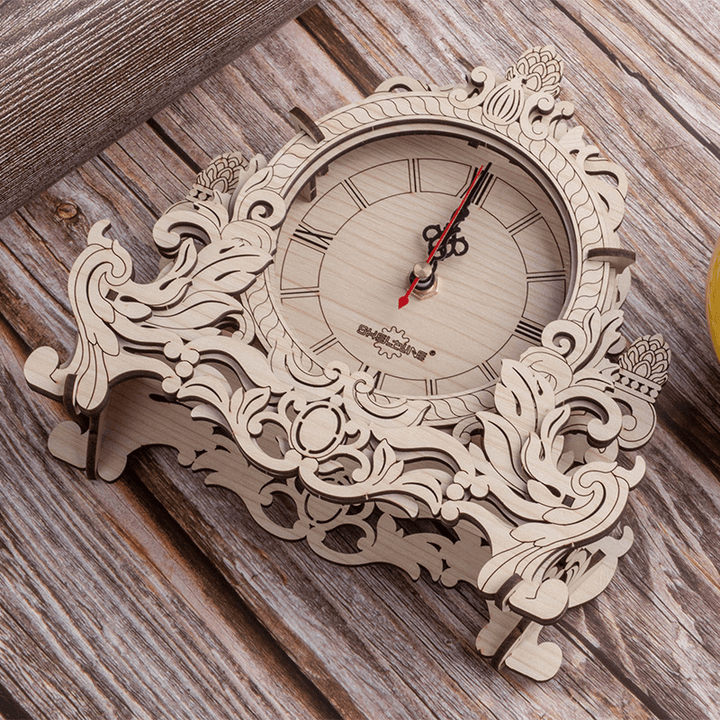 Wood Color Fashion Creative Wooden Clock 3D Puzzle - MRSLM