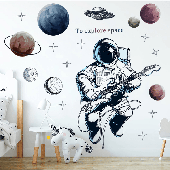 Space Theme Astronaut Wall Sticker Dormitory Living Room Wall Decor Self-Adhesive Bedroom 3D Kids Room Decoration Home Decor - MRSLM