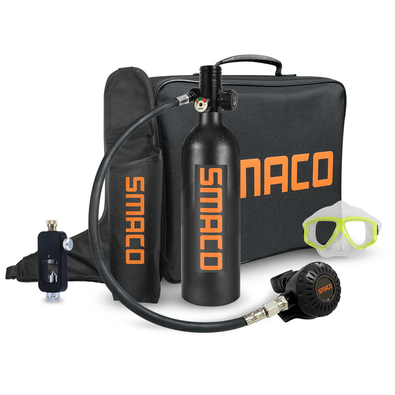 [US Direct] SMACO S400 plus Underwater Rebreather Air Oxygen Bottle with Scuba Adapter Glasses Lightweight and Portable Diving Set Equipment - MRSLM