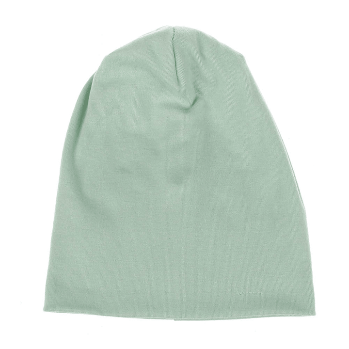 Children'S Hats for Autumn and Winter New Double-Layer Cotton Hats Solid Color Cotton Boys and Girls All-Match Knitted Hats Caps - MRSLM