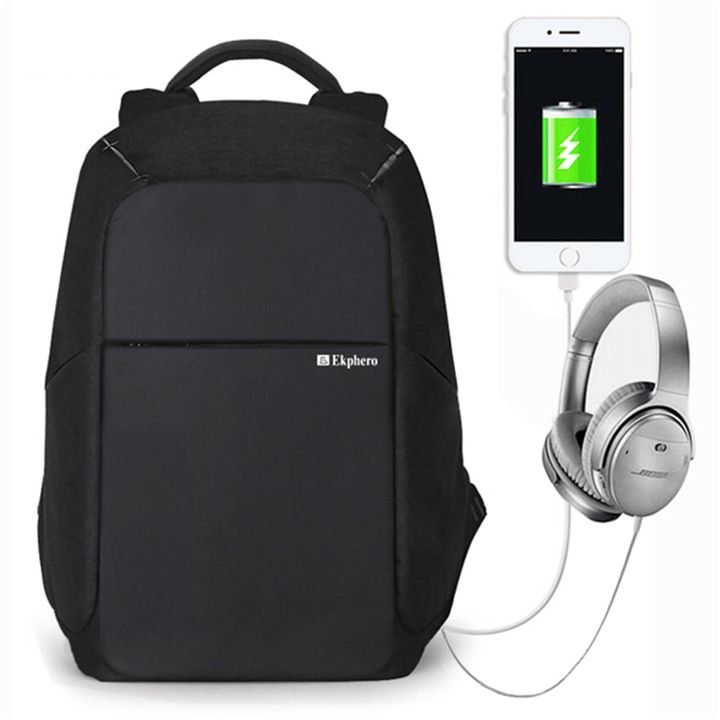 Ekphero® Men anti Theft Backpack Waterproof Travel Bag with USB Charging Port & Audio Port - MRSLM