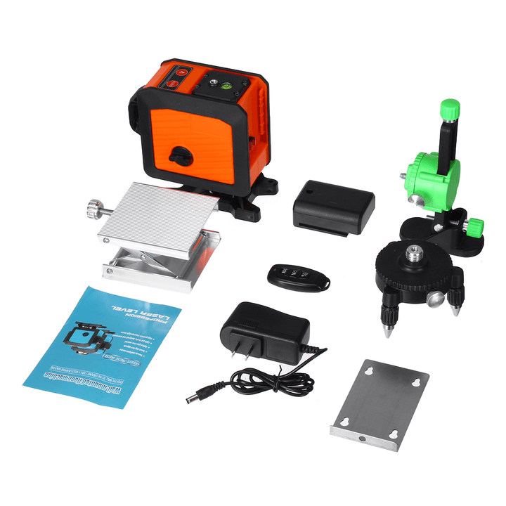 12 Line Laser Level Green Light Auto Self Leveling Cross 360° Rotary Measuring - MRSLM