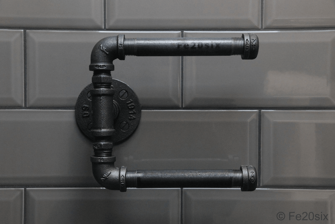 Urban Industrial Retro Steampunk Pipe Antique Double Toilet Roll Holder Paper Shelf Holder - MRSLM