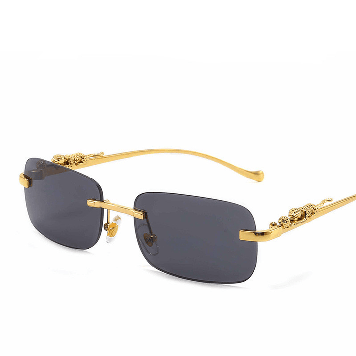 Frameless Square Sunglasses Color Men'S and Women'S Retro Leopard Head Metal - MRSLM