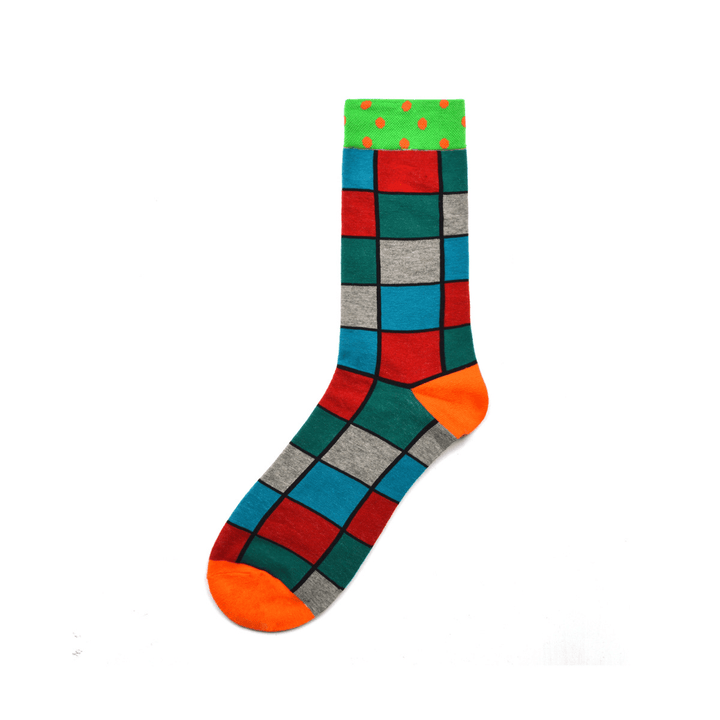 Men'S Street Wild Classic Geometry Striped Cotton Mid-Socks - MRSLM