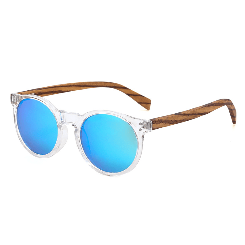 Round Frame Bamboo and Wood Glasses Polarized Sunglasses - MRSLM