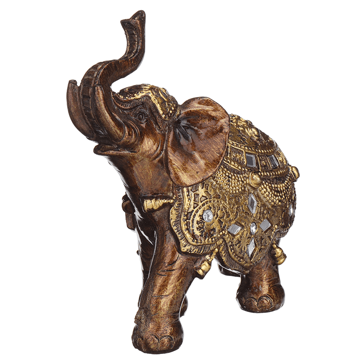 Desktop Decoration Elephant Statue Wealth Golden Resin Figurine Vintage Ornament - MRSLM