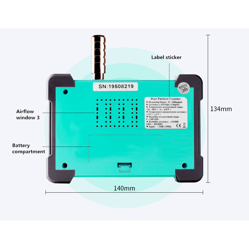 PM2.5 Detector 999 Groups Data Storage Filter Efficiency Tester Dust Particle Counter Air Quality Monitor - MRSLM