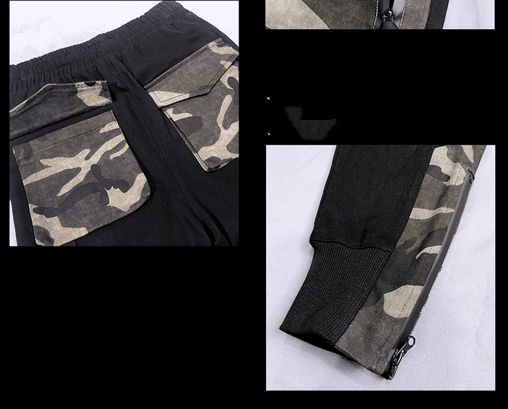 Functional Casual Overalls Camouflage Stitching Personality Slim - MRSLM