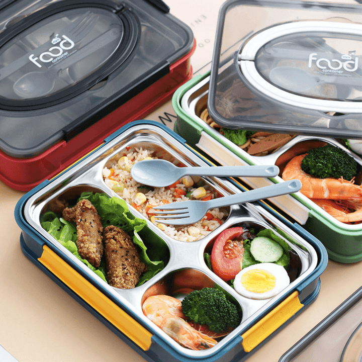 3/4-Grid Bento Box Large Capacity Students Lunch Box Eco-Friendly Leakproof 1000Ml Food Container for Outdoor Camping Travel Picnic - MRSLM