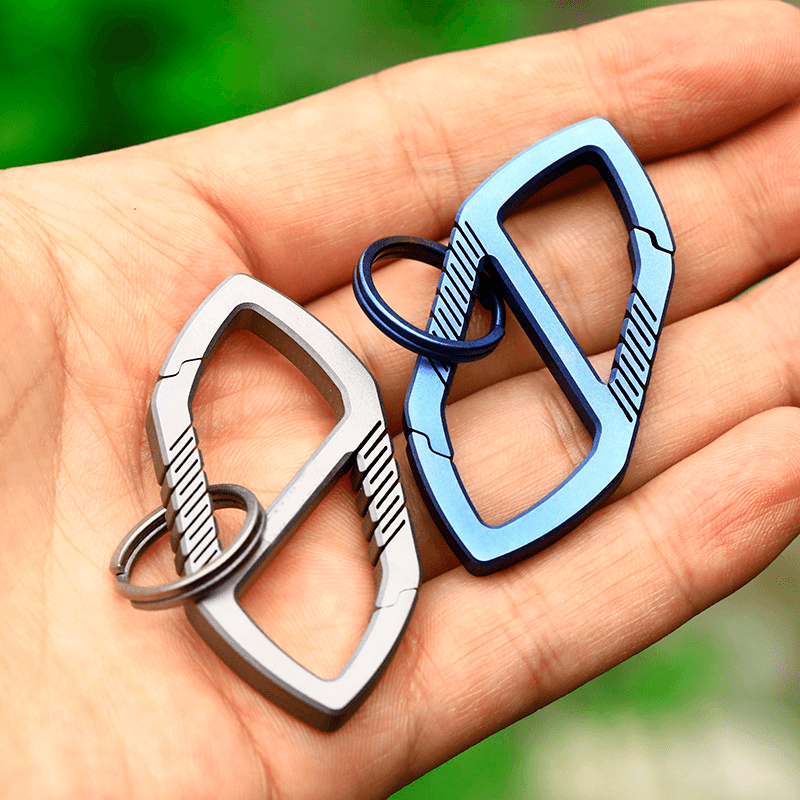 Titanium Alloy Double Heads Carabiner Outdoor Sports Hiking Climbing Hanging Buckle Keychain - MRSLM