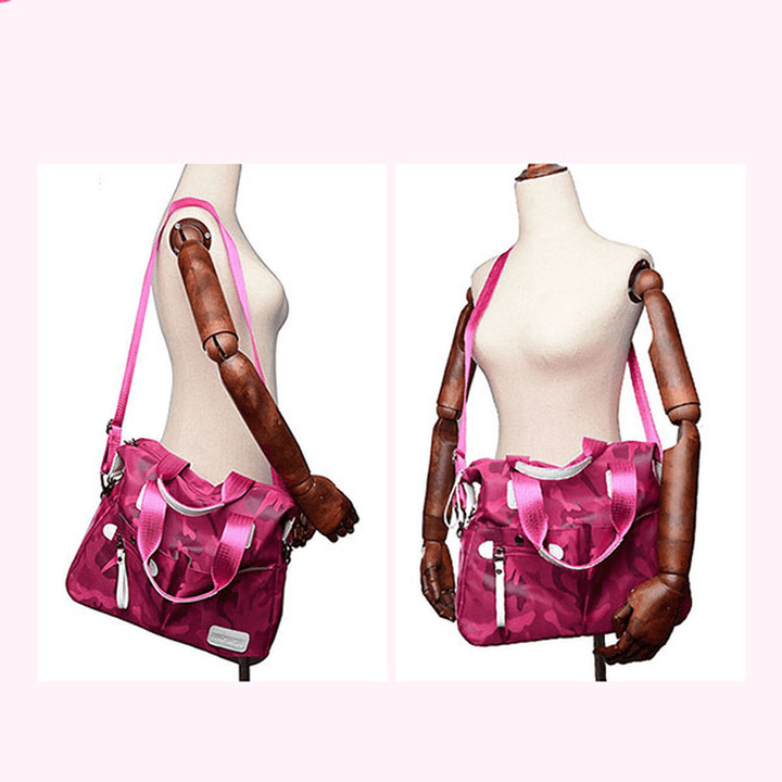 Women Nylon Camouflage Tote Handbags Front Pockets Shoulder Bags Crossbody Bags - MRSLM