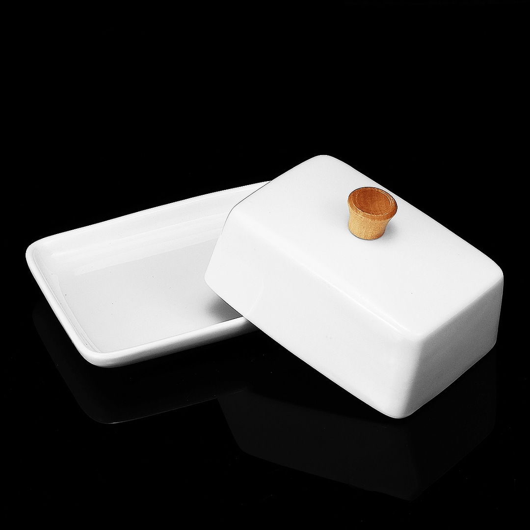 Porcelain Butter Dish with Lid Holder Serving Storage Tray Plate Storage Container Pizza Plate - MRSLM