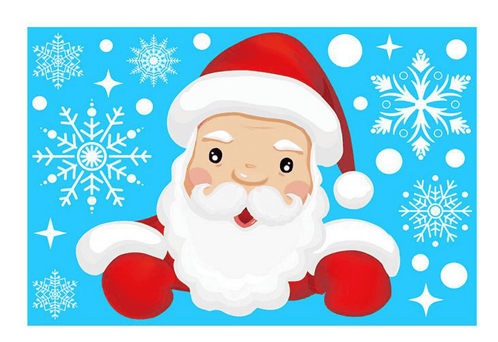 2020 Christmas PVC Static Sticker Santa Elk Window Removable Stickers Wall Decals New Year Party Glass Decor - MRSLM