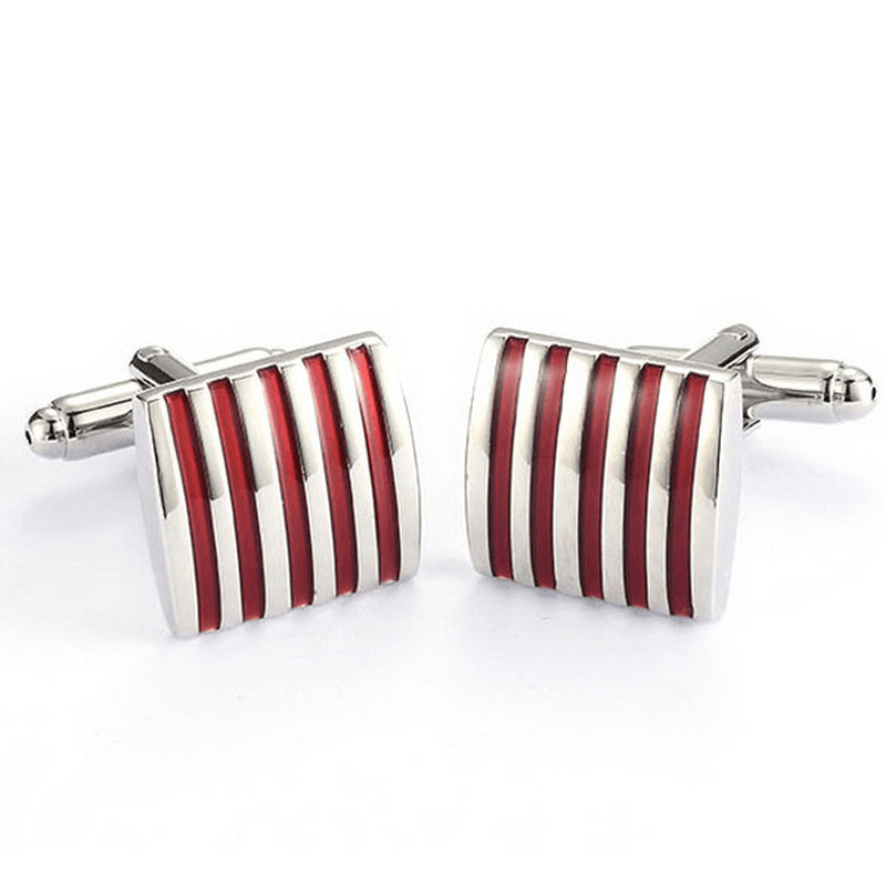 Men Cuff Links Color Stripe Metal Copper Enamel Square Accessories for Shirt - MRSLM