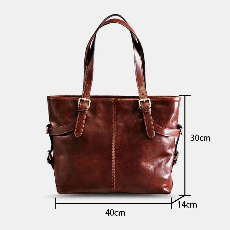 Vintage Large Capacity Waterproof Tote Crossbody Bag Faux Leather Convertible Straps Shoulder Bag - MRSLM