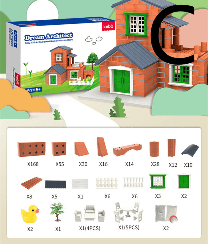 Little Mason Children'S Educational Toys Simulation Bricks Handmade Diy Girl Boy Building House - MRSLM