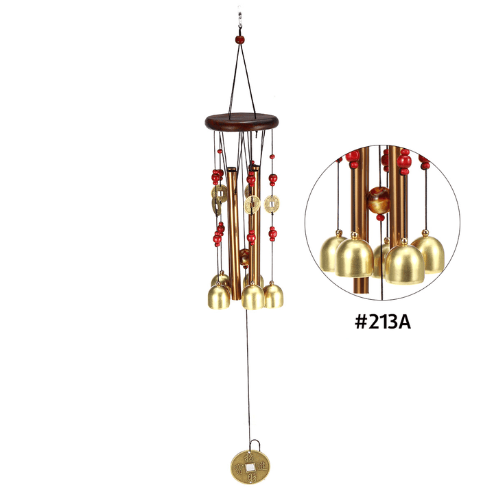 Solid Wood Bronze Wind Chimes Hanging Ornament Yard Garden Decor Gift - MRSLM