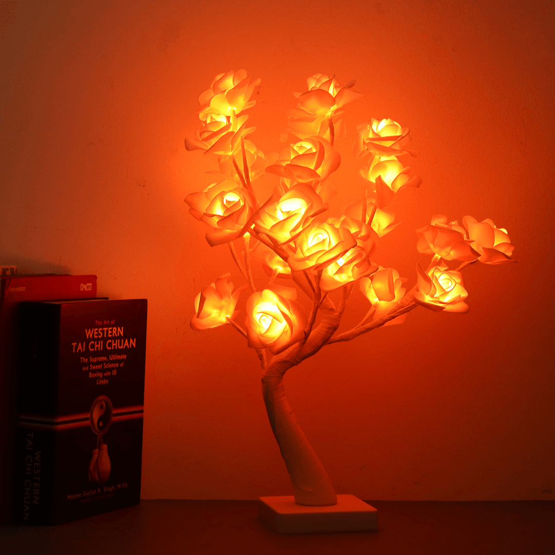 Battery Powered USB LED Rose Flower Fairy Tree Light Home Party Decoration Lamp - MRSLM