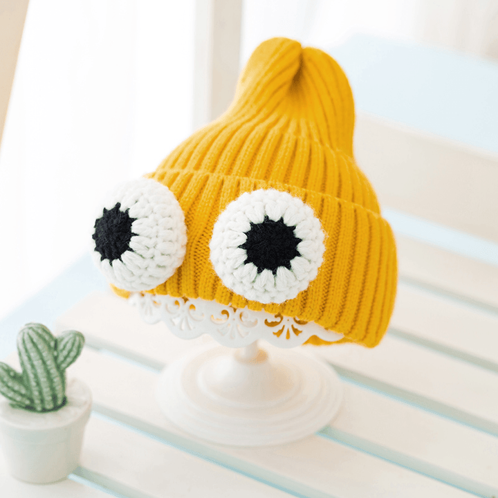 Autumn and Winter Baby Hats Korean Version of Big Eyes Girls Knitted Hats Boys Ear Protection Warm Hats Children'S Woolen Hats - MRSLM